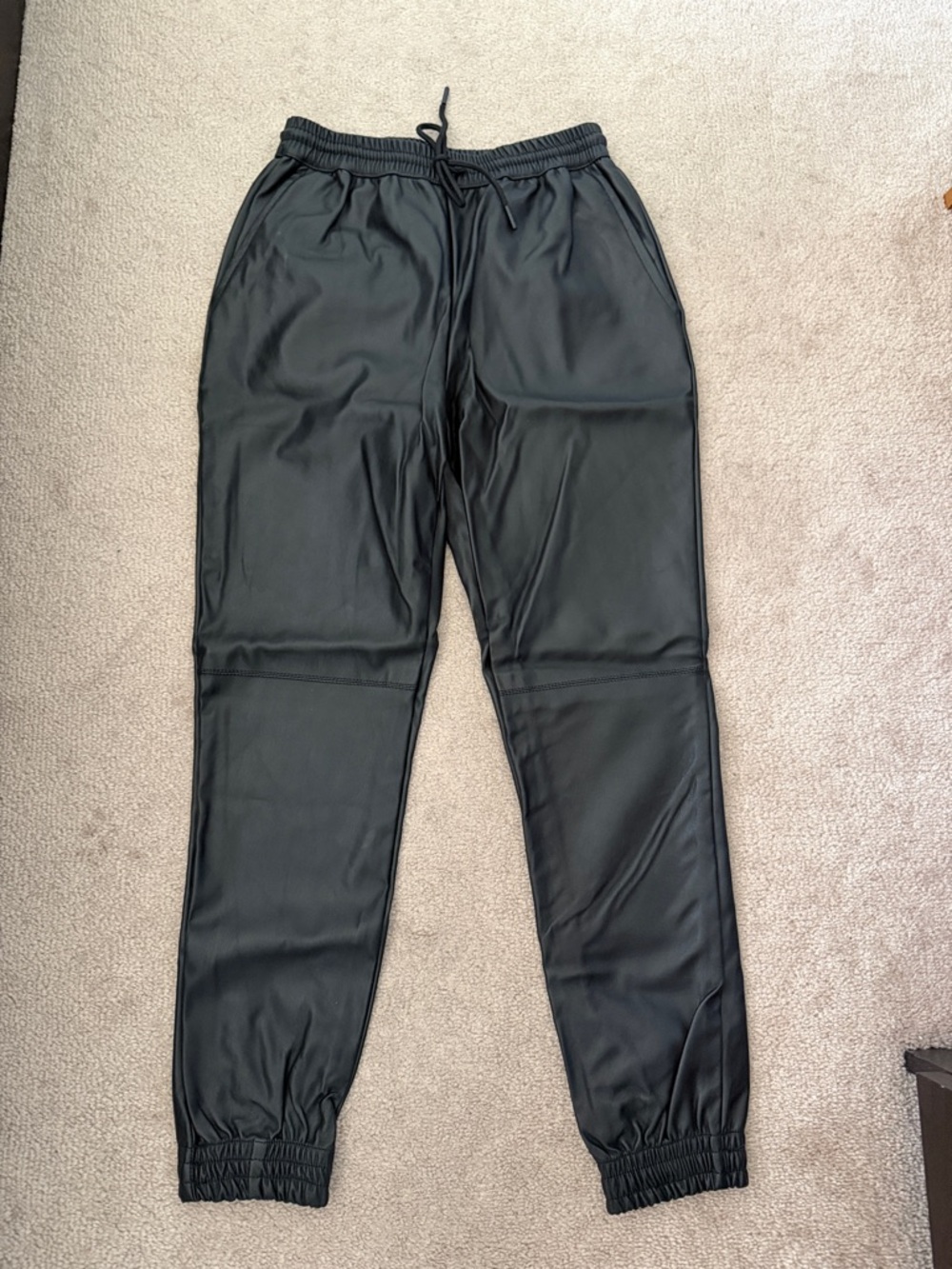 Fashion Nova Men's Black Faux Leather Joggers